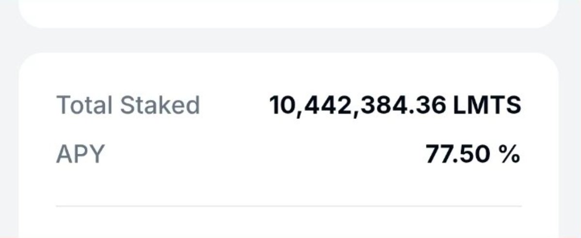 0x_NFTOG's tweet image. Over 10.4M $LMTS staked on @trylimitless
platform

Around 10% of circulating supply is staked already

That shows the conviction of holders in my opinion

We are 2 months away from the Season 2 airdrop, I&apos;ll also stake my allocation!