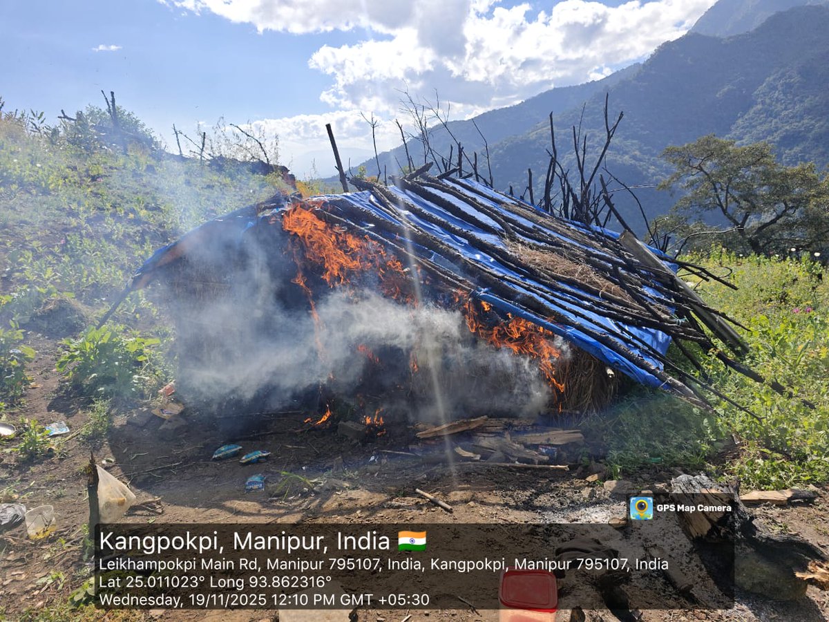 On 19.11.2025, Security Forces in collaboration with Kangpokpi Forest Division destroyed poppy plants cultivated over a total area of approximately 53 acres across 06 (six) locations of Phailengkot/Makhan hill ranges under Koubru Reserve Forest area under Gamnom Sapermeina-PS,