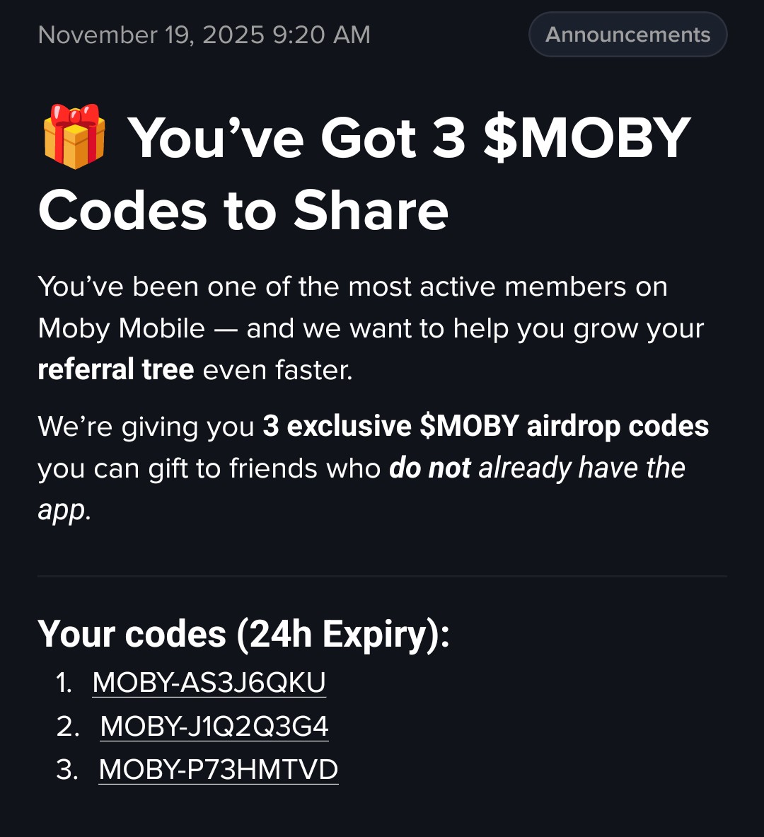 got three more @mobymobile codes up for grabs if you haven't downloaded the app yet. 
#SOL #BTC #ETH #StockMarket