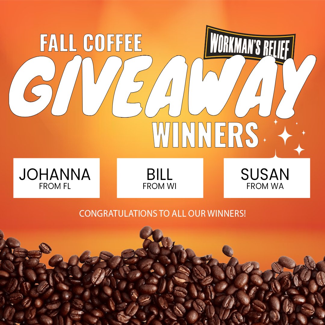 WorkmansRelief's tweet image. 🎉 CONGRATS TO OUR FALL COFFEE GIVEAWAY WINNERS! 🎉

Big shoutout to Johanna (FL), Bill (WI), and Susan (WA) — enjoy those cozy Cinnabun &amp;amp; French Vanilla THC coffees! ☕🍁

NEW GIVEAWAY JUST DROPPED!

zurl.co/1XFJf 

#WorkmansRelief #GiveawayWinners #THCCoffee