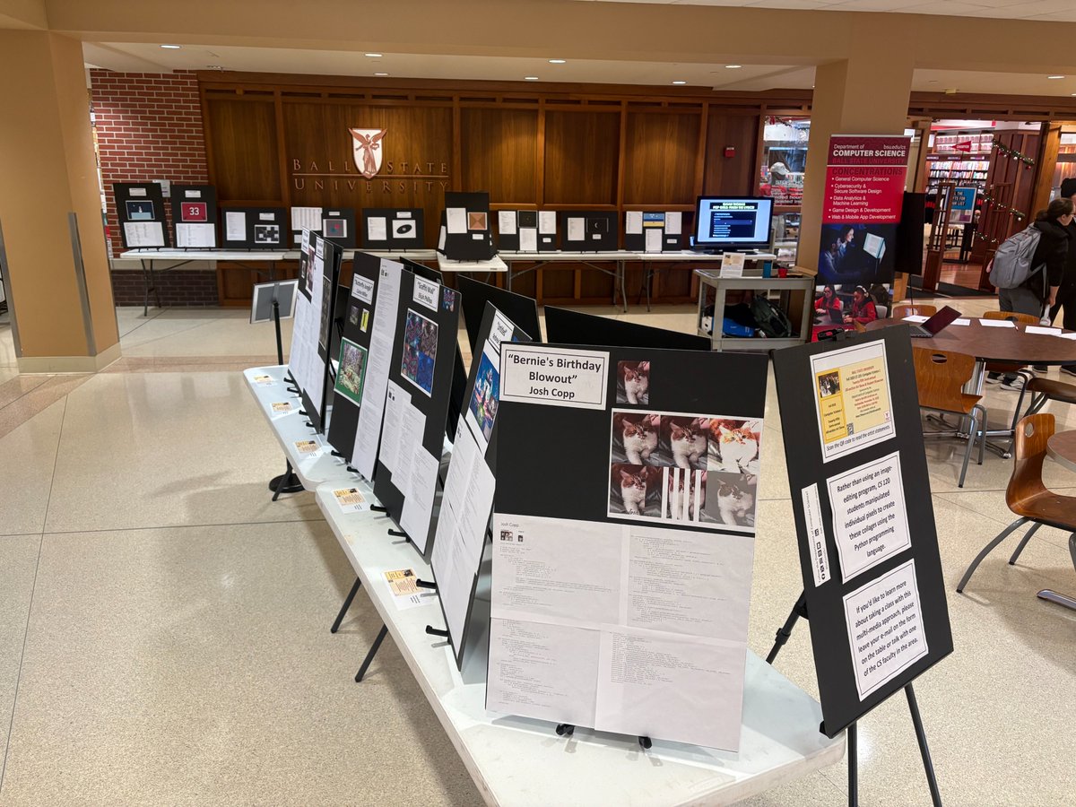 The Ball State 25th semi-annual CS 1 Art Show is today! Our #CS1 course uses a #MediaComputation approach. 11 students are displaying their work on combining images in an #ArtShow. Take a look!⤵️⤵️
tinyurl.com/CSArtShowFall25
<a href="/BallStateCSH/">Ball State CSH</a> #ComputerArt <a href="/ProfLargent/">David Largent</a>