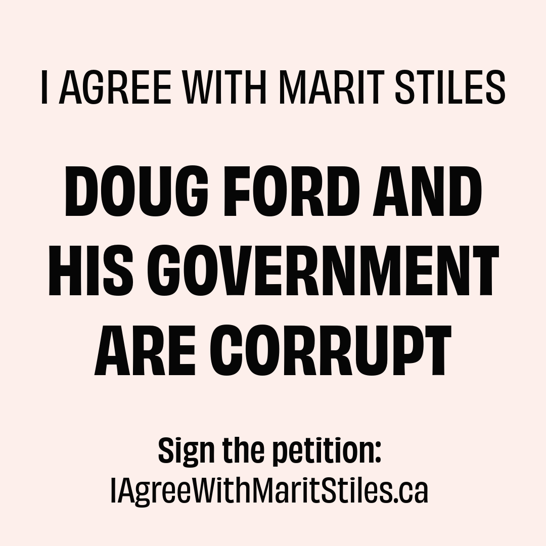 OntarioNDP's tweet image. I agree with Marit Stiles. 

Doug Ford and his government are corrupt. 

IAgreeWithMaritStiles.ca