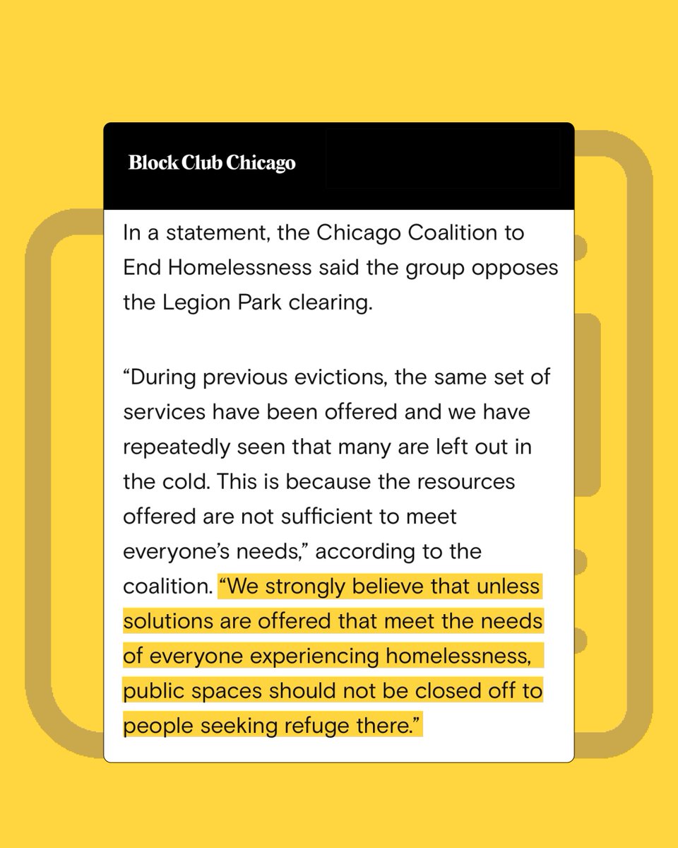 CCH opposes the city’s plan to permanently close the Legion Park Homeless Encampment. Read more in this <a href="/BlockClubCHI/">Block Club Chicago</a> article: chicagohomeless.org/block-club-nov…