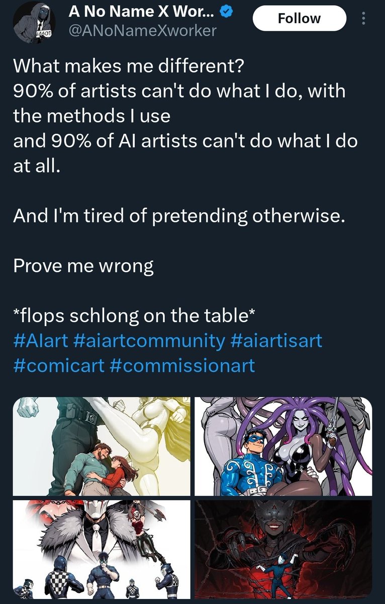 DrawsTech's tweet image. Lol some ai bro made fun of my random shitpost doodles on my DMC account.

I checked their page and I have been laughing all day.