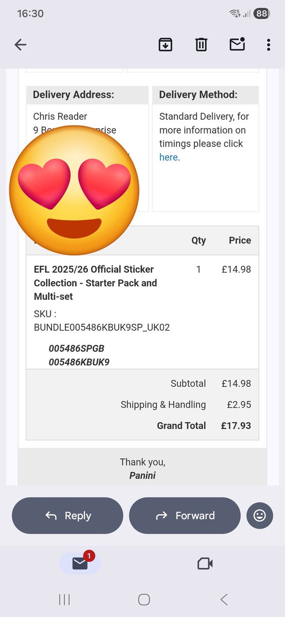 Tha1ChrisReader's tweet image. Order is in, can&apos;t wait for the chase to begin @OfficialPanini #efl #panini