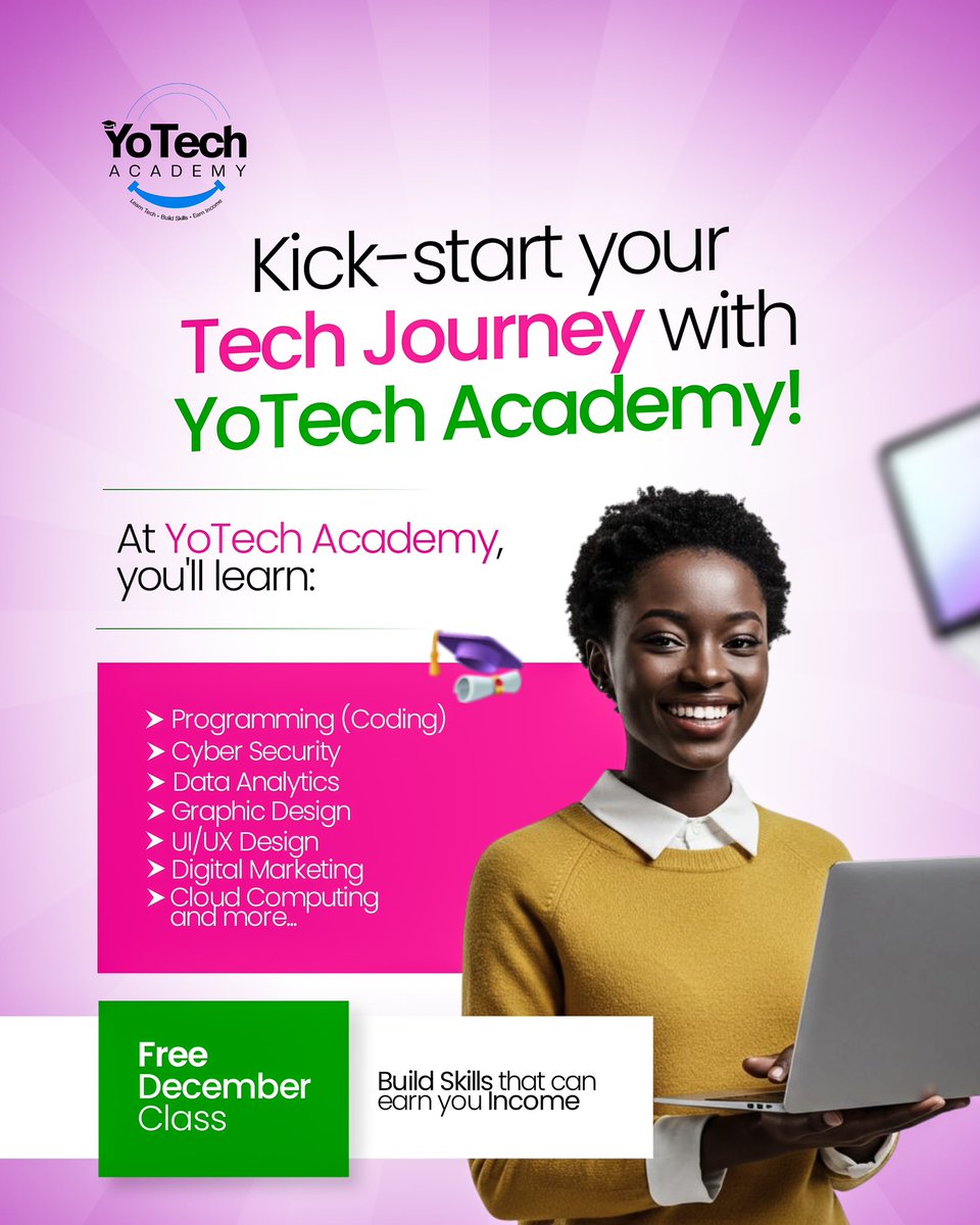 Yo_Babanla's tweet image. Learn Tech Skills from Experts. 

Free Online Class📍

Join here : chat.whatsapp.com/DmYEK3vaLsVB9r…