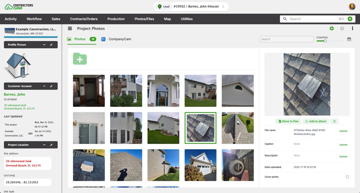 ContractorsCld's tweet photo. Managing photos in Contractors Cloud is a breeze even without our robust CompanyCam integration. https://t.co/QefLCsA4Aw