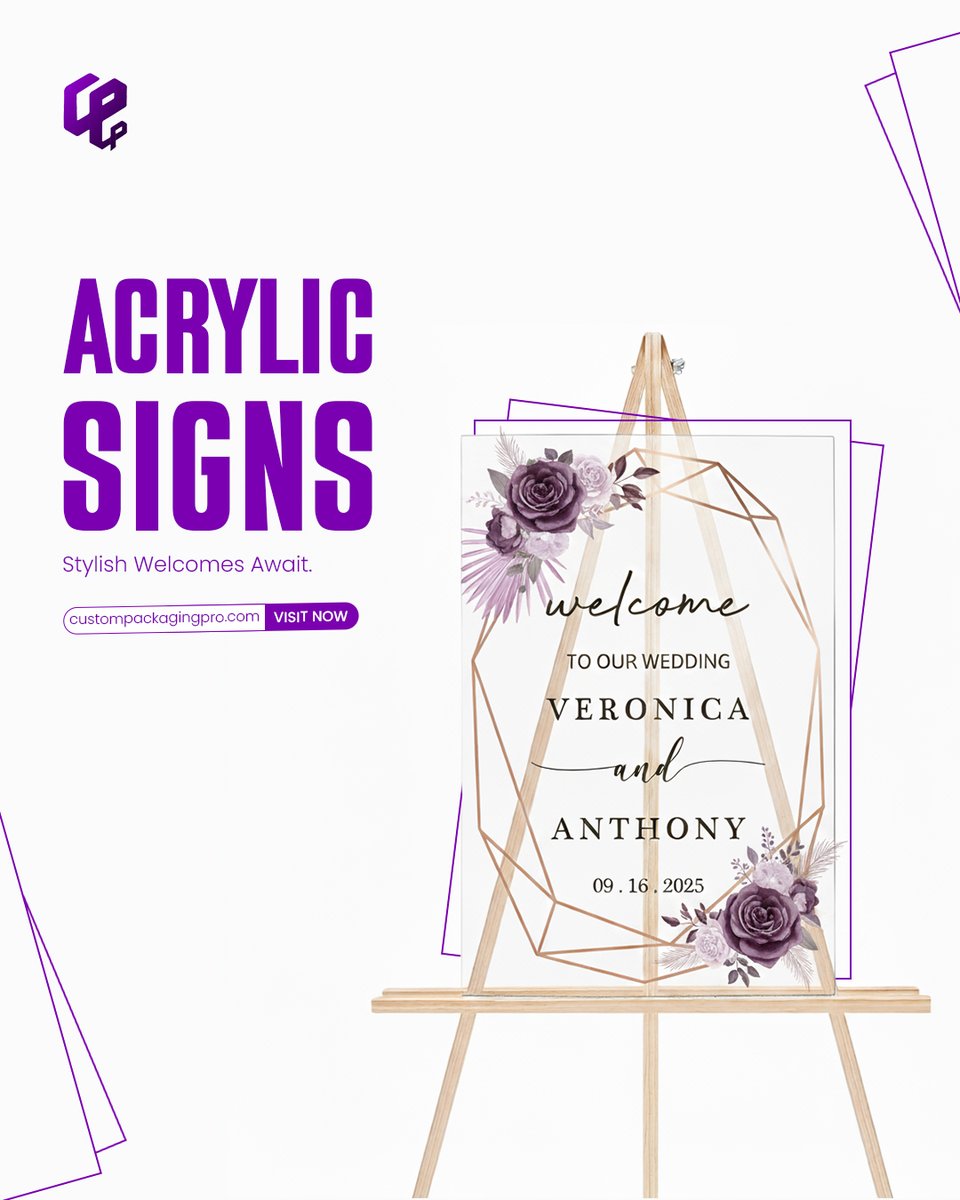 cppro_official's tweet image. Clear, crisp, and impossible to ignore. Our custom acrylic signs blend durability with high-end design. Perfect for weddings or corporate lobbies that need a modern touch.

DM us or call (346) 396-3327

#CustomPackagingPro #EventSignage