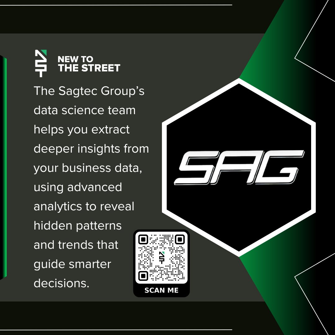 NewToTheStreet's tweet image. Sagtec Group Unlocks Deeper Business Insights!💡

The Sagtec Group’s data science team helps businesses extract hidden patterns and trends using advanced analytics, empowering smarter, data-driven decisions. @vincemedia1 

Watch the Newest New to The Street interview here👇🏻👇🏻👇🏻…
