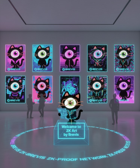 If blockchain feels like a dry wasteland, Brevis is the neon oasis brought to life by the ultimate "Boss Cat." 🐈✨

Amidst the glowing ZK Art, this kitty isn't just for show. With piercing green eyes that see through every secret, our feline admin verifies everything via ZK