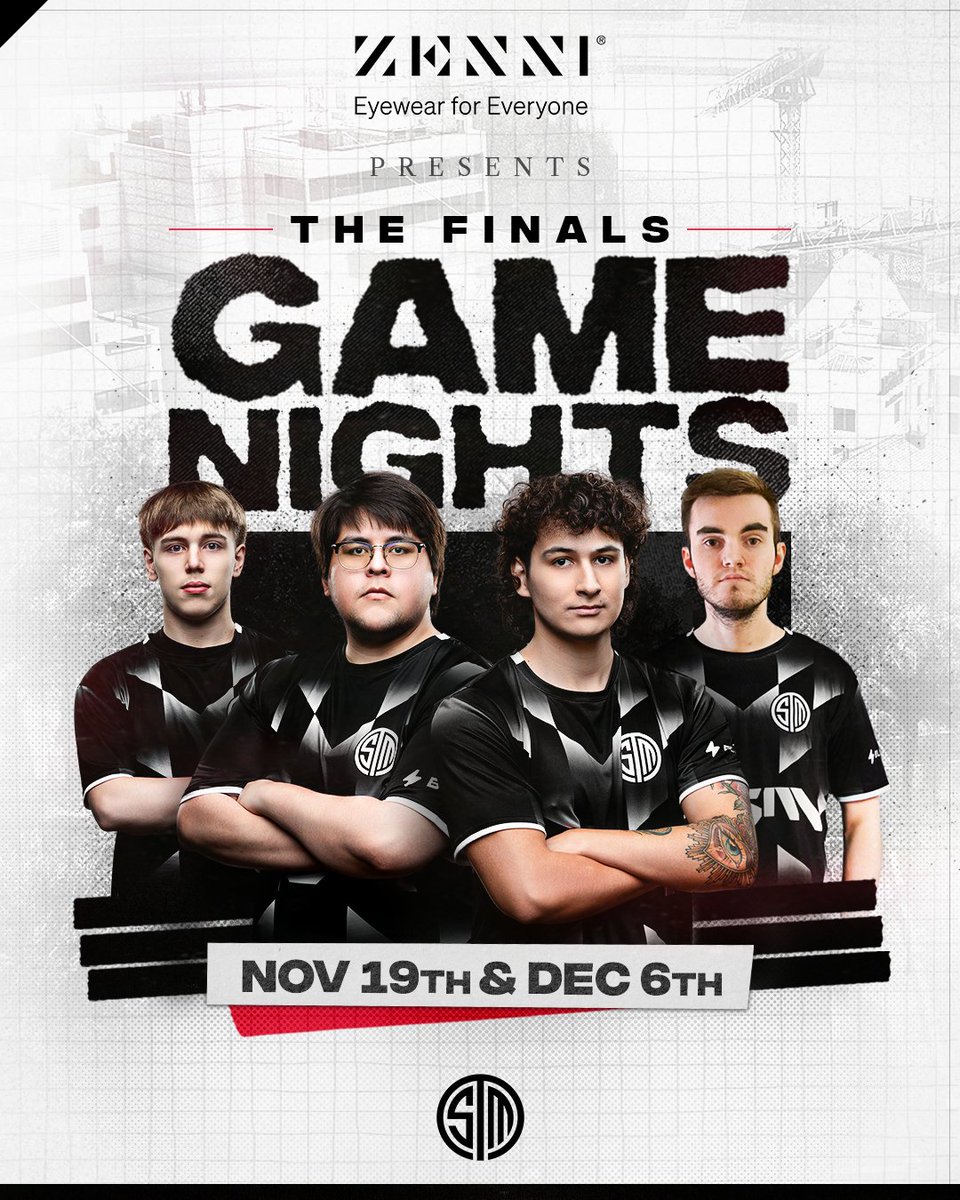 TSM's tweet image. ZENNI PRESENTS: THE FINALS GAME NIGHTS 🔥

Tune in for two special streams as the Apex squad learns the ropes from our The Finals players!

Check out the dates below 👇