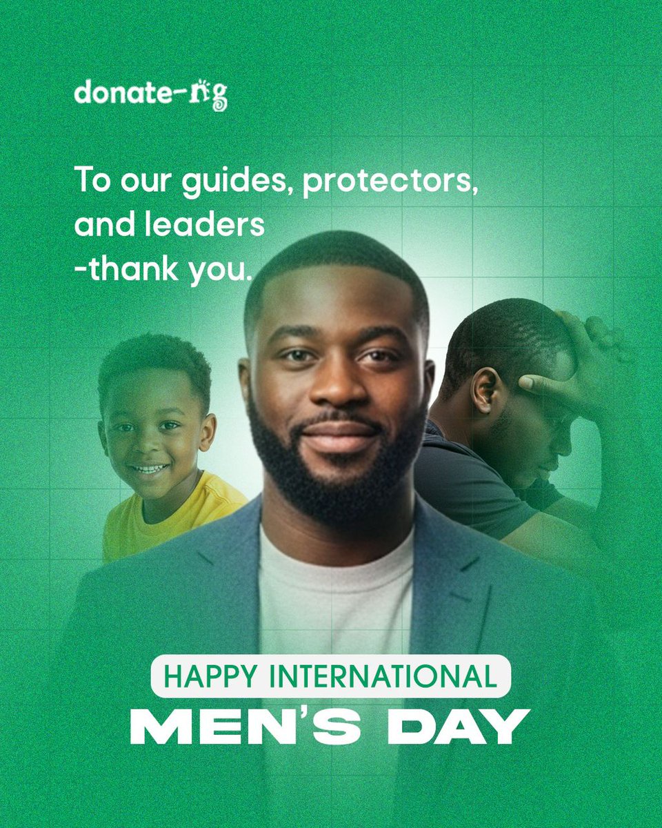 donate_ng's tweet photo. Happy International Men’s Day. Today, we recognize the men who work hard for their families and communities. 

Your effort, your support, and your presence matter. Donate-ng celebrates you.

#internationalmensday #celebratemen #donateng #mensday #community https://t.co/wtetaJztFk