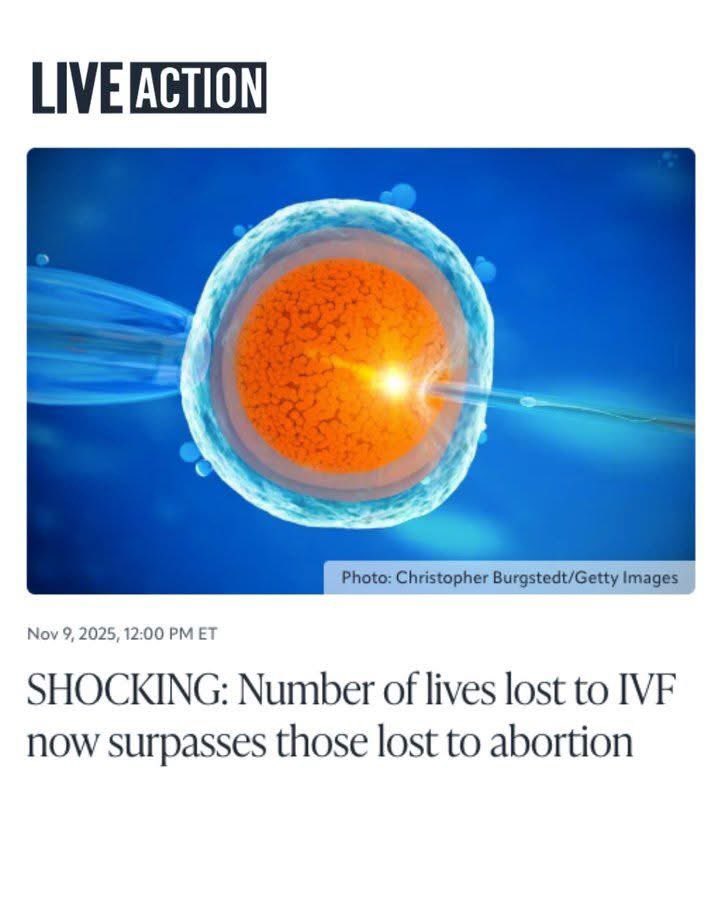 reformatrix's tweet image. Repost: A new report reveals MORE children are now dying from IVF than from abortion.

This. Is. Horrifying.

Most of the children created using IVF will NOT survive.

In 2023:
Only 95k babies were born of over 400k IVF cycles
Nearly 2 MILLION embryos did not survive to be…