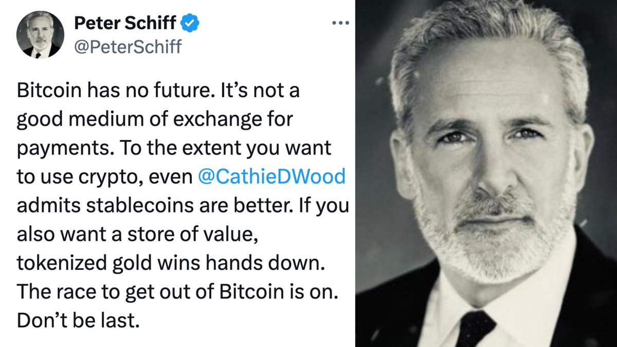 피터 쉬프가 비트코인은 미래가 없다고 쓴 트윗