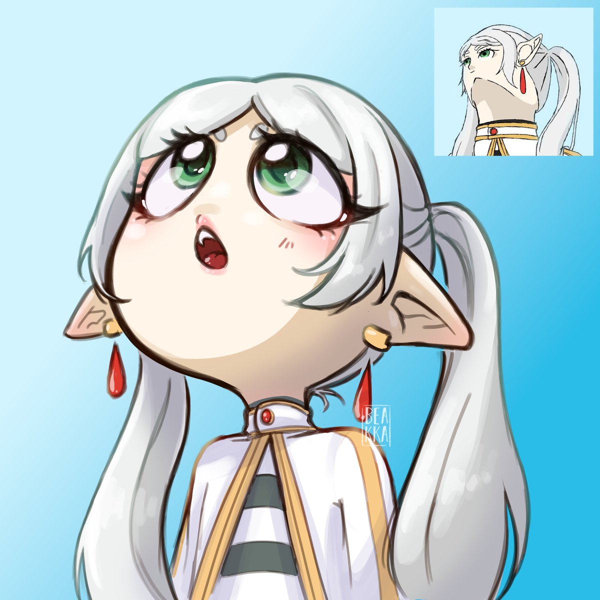 Beakka_art's tweet photo. I joined the Frieren drawing meme. enjoy this little creature, b-baka. uwu
๐ฎ๐นMi sono unita al meme di Frieren. Godetevi questa piccola creatura, b-baka. uwu
#frieren #frierenfanart #frierenmeme #drawingmeme #digitalsketch #digitalart #drawing #chibiart #animeart https://t.co/OOnSc8E18s