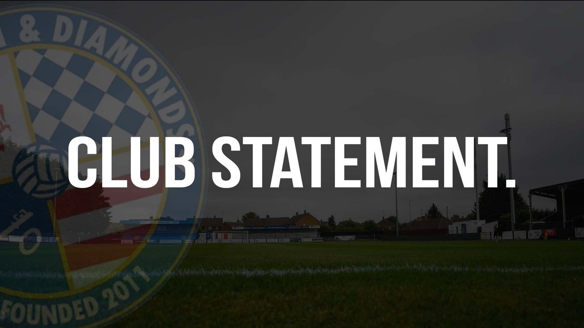 AFCRD's tweet image. The Board of Directors at AFC Rushden &amp;amp; Diamonds would like to provide an update to supporters, and to the wider footballing community, regarding the incident that led to the match referee abandoning our fixture against Coventry Sphinx on Saturday, 15th November.

Following our…