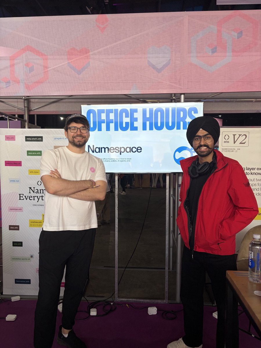 namespace_eth's tweet image. Ninjas at ENS booth repping Namespace 🥷🥷

Go talk to them about ENS-powered AI identities and usernames using Subnames.