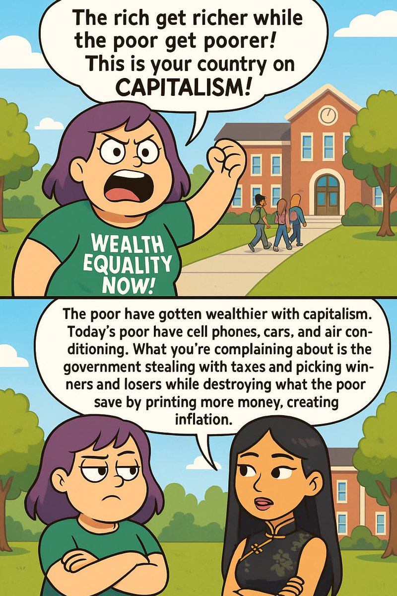 ThePholosopherX's tweet image. Wealth inequality isn&apos;t a problem. People will have different productivity levels. What matters is that everyone&apos;s standard of living is rising. Only capitalism brings that.