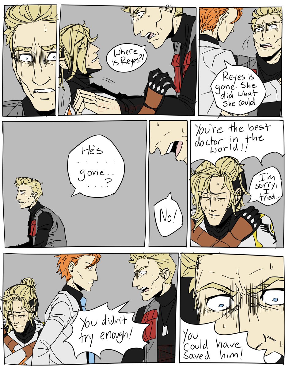 RiceSugarBowl's tweet image. Retreat 1/2
I got sick while making this, and unfortunately I don&apos;t like it very much, but forward I shall march! Making comics is always a bigger task than I initially think.
#Overwatch2 #Overwatch2fanart #comic #mirrorwatch #mercyoverwatch #moiraoverwatch