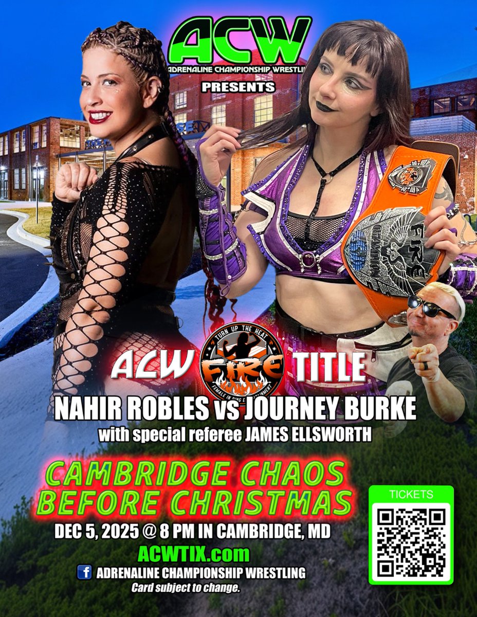 ACW_Pro's tweet image. Every ACW title will be on the line!…

Friday December 5th in Cambridge Maryland …

ACWTIX.com for tickets 🎟️…
