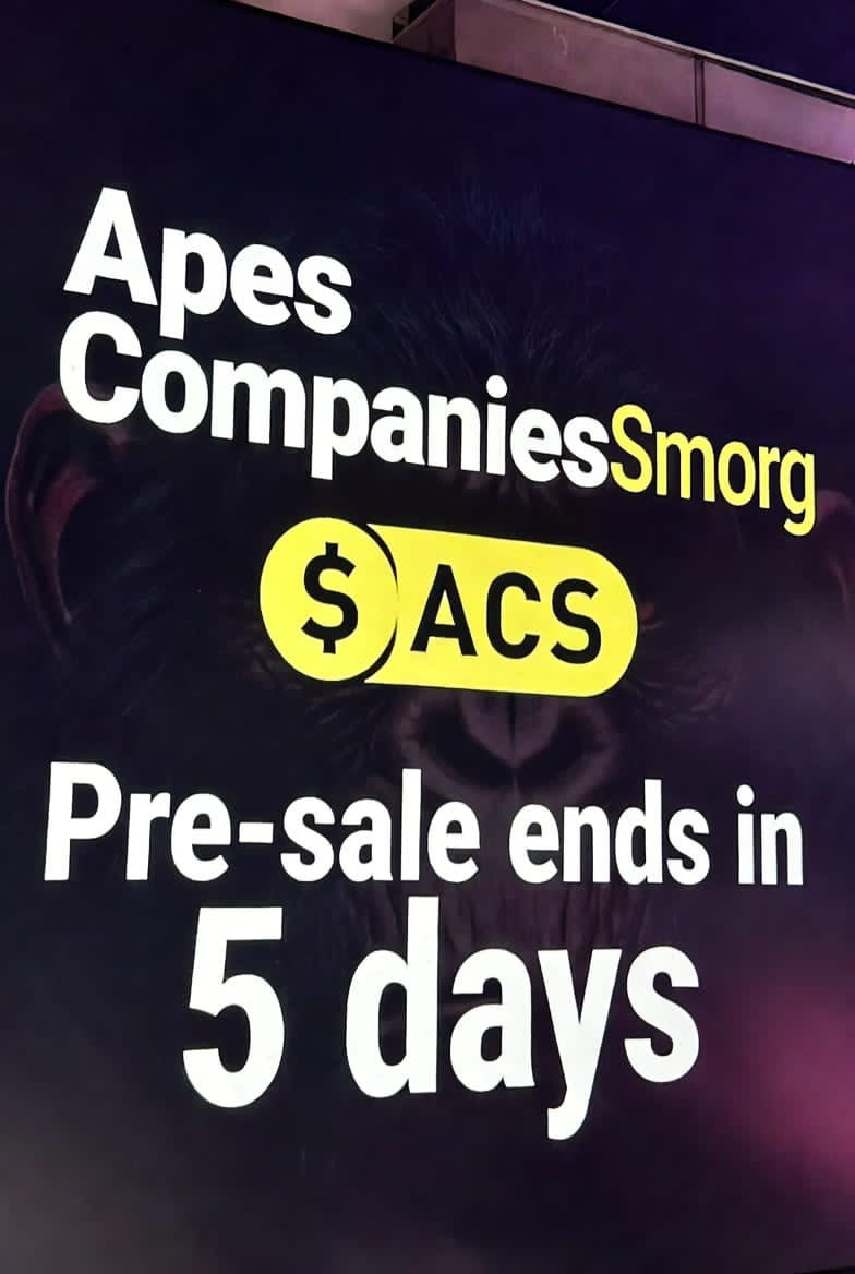apescompanies's tweet image. FACT: Strong ecosystems outperform hype tokens.
REALITY: ApesCompaniesSmorg $ACS is building BOTH.

⏳ 5 days until pre-sale ends — then the rocket countdown begins.
Grab your bag. 🚀🔥

solsale.app/presale/EgALdf…

#ApesCompaniesSmorg 
#ACS 
#ApesCompaniesSwap