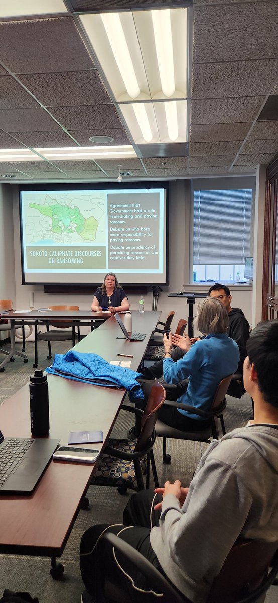 EmoryIAS's tweet image. Many thanks to Dr. Jennifer Lofkrantz for sharing her research in the talk entitled "Jihad, Captivity and Ransoming: Lessons from the Sokoto Caliphate", and for the time spent with the IAS community.

We wish her the best as she continues her research!