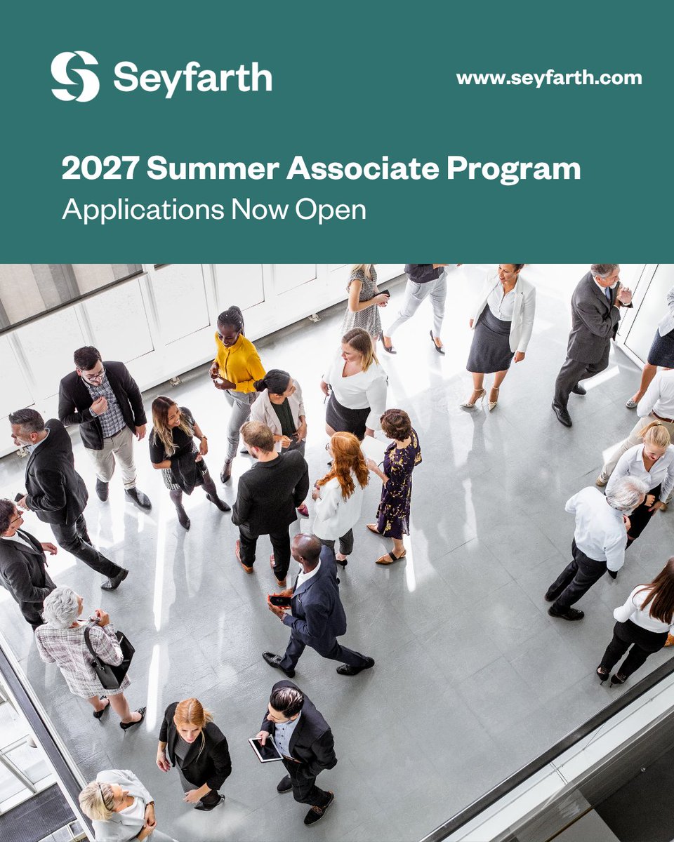 Applications for Seyfarth’s 2027 Summer Associate Program are now open.

Apply today to be part of what’s next.