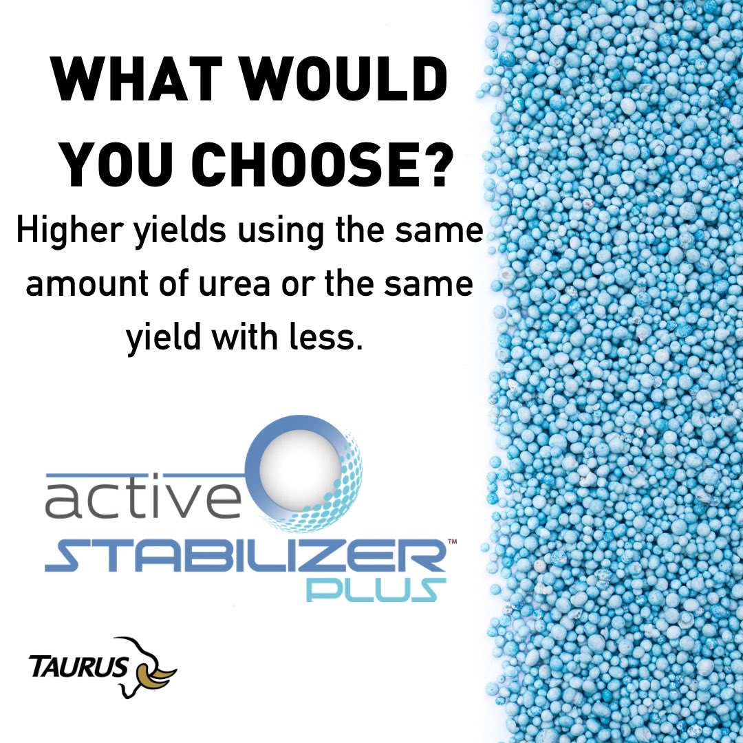 TaurusAgTeam's tweet image. More yield with the same urea or the same yield with less.
Active Stabilizer Plus gives growers the efficiency advantage.
#TaurusAg #ActiveAgriScience