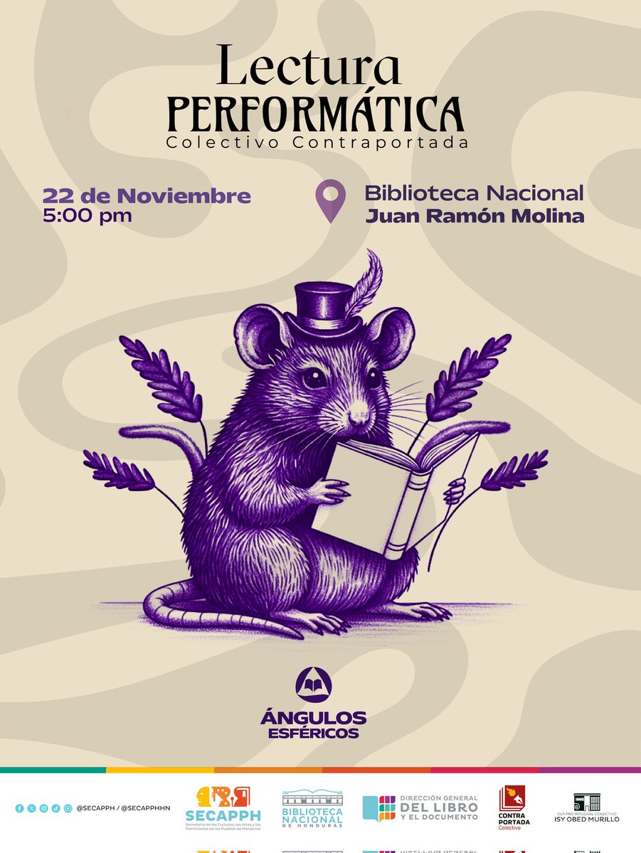 SECAPPH's tweet image. 📅 Fecha: Sábado 22 de noviembre de 2025
⏰ Hora: 10:00 am - 7:00 pm
📍 Lugar: Biblioteca Nacional de Honduras

#DGLD #SECAPPH #BINAH