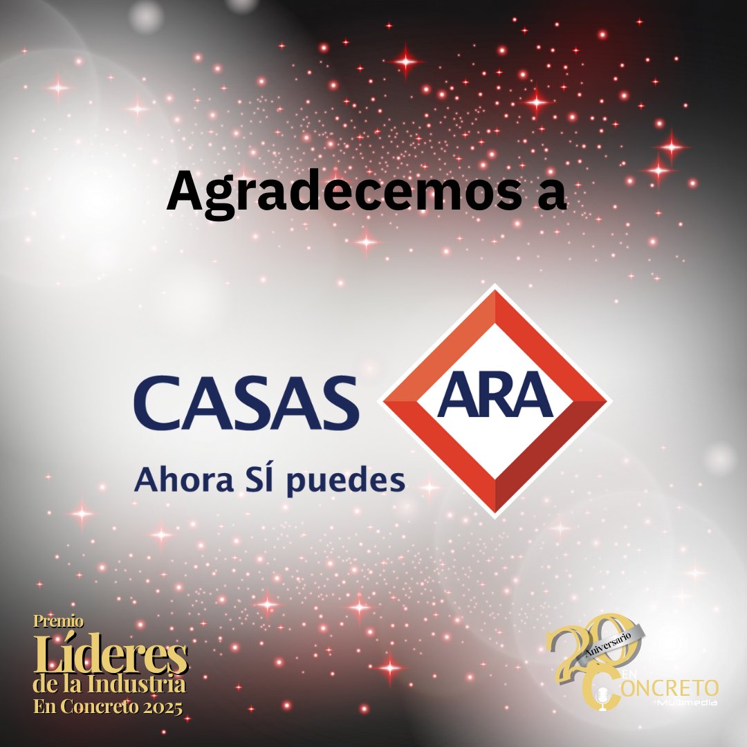 🙏 Gracias a <a href="/CasasARAoficial/">Casas ARA</a>, porque con ellos ¡ahora sí puedes pensar en tu hogar! 🏡✨

En el marco del 20º aniversario de En Concreto y la 11ª entrega de los #PremiosLíderes2025, reconocemos su valioso compromiso con la vivienda en México. 🇲🇽

📍 Desde el <a href="/notariadomex/">Notariado Mexicano</a>
🕔