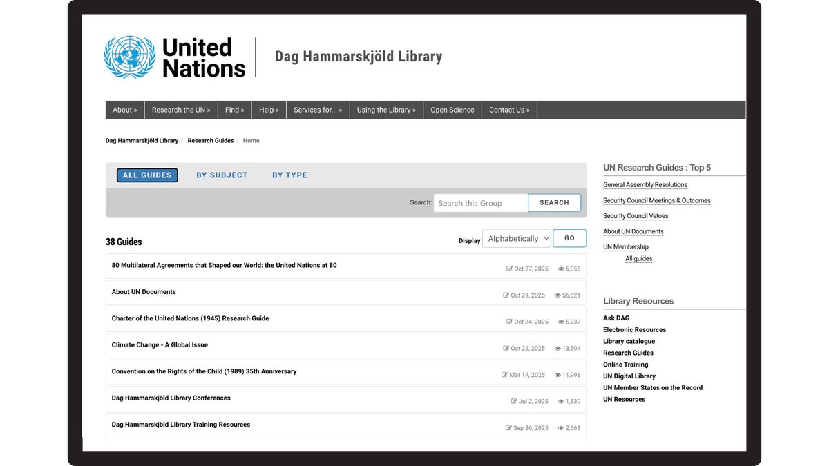 UNLibrary's tweet image. The #UNLibrary created a list of &quot;Research Guides&quot; to help users to obtain information on the @UN.

Top 5 Research Guides:
- General Assembly Resolutions
- Security Council Meetings &amp;amp; Outcomes
- Security Council Vetoes
- About UN Documents
- UN Membership

research.un.org/en/docs/ga/qui…