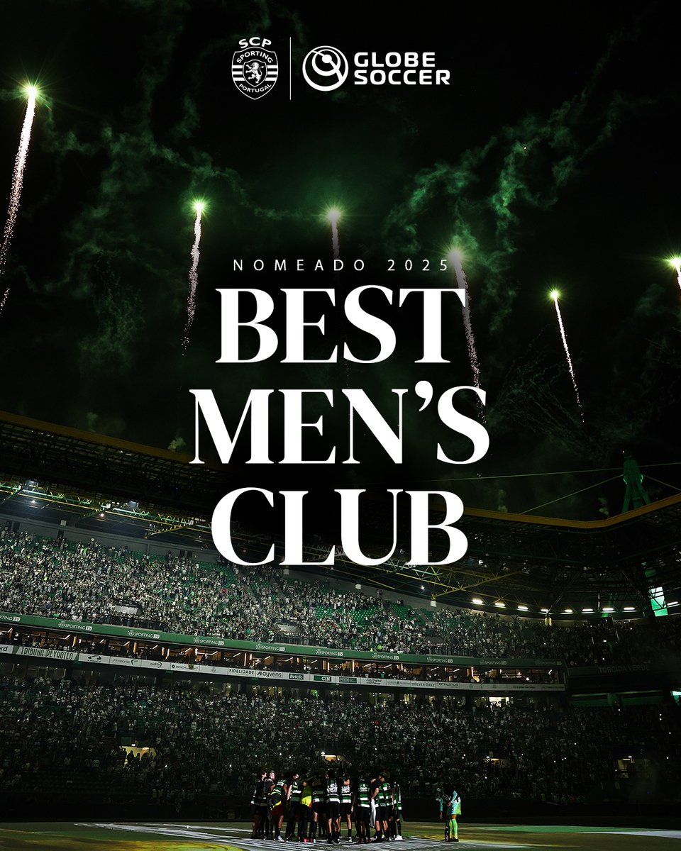 O #SportingCP está nomeado na categoria de 𝗕𝗘𝗦𝗧 𝗠𝗘𝗡'𝗦 𝗖𝗟𝗨𝗕 para os Globe Soccer Awards 2025 🌟💚

🗳 Votações aqui 👉 bit.ly/3X5gERP