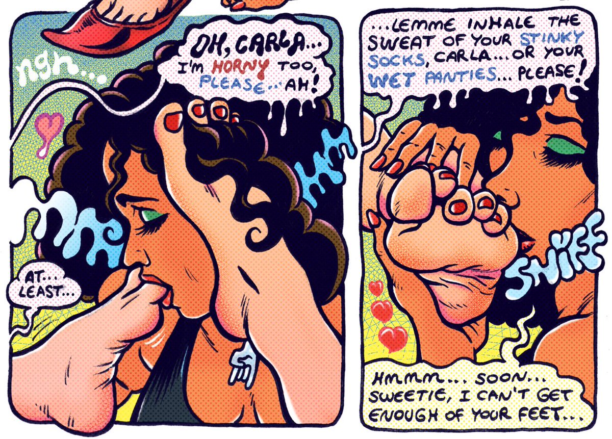 Dear friends! 'Double Trouble', the crossover featuring characters created by <a href="/UmbraLido/">UmbraLido</a> and my own OCs is now being serialized on my DeviantArt page, for FREE! 😘 deviantart.com/artofpdd #feetfetısh #handdrawn #comics #notaigenerated