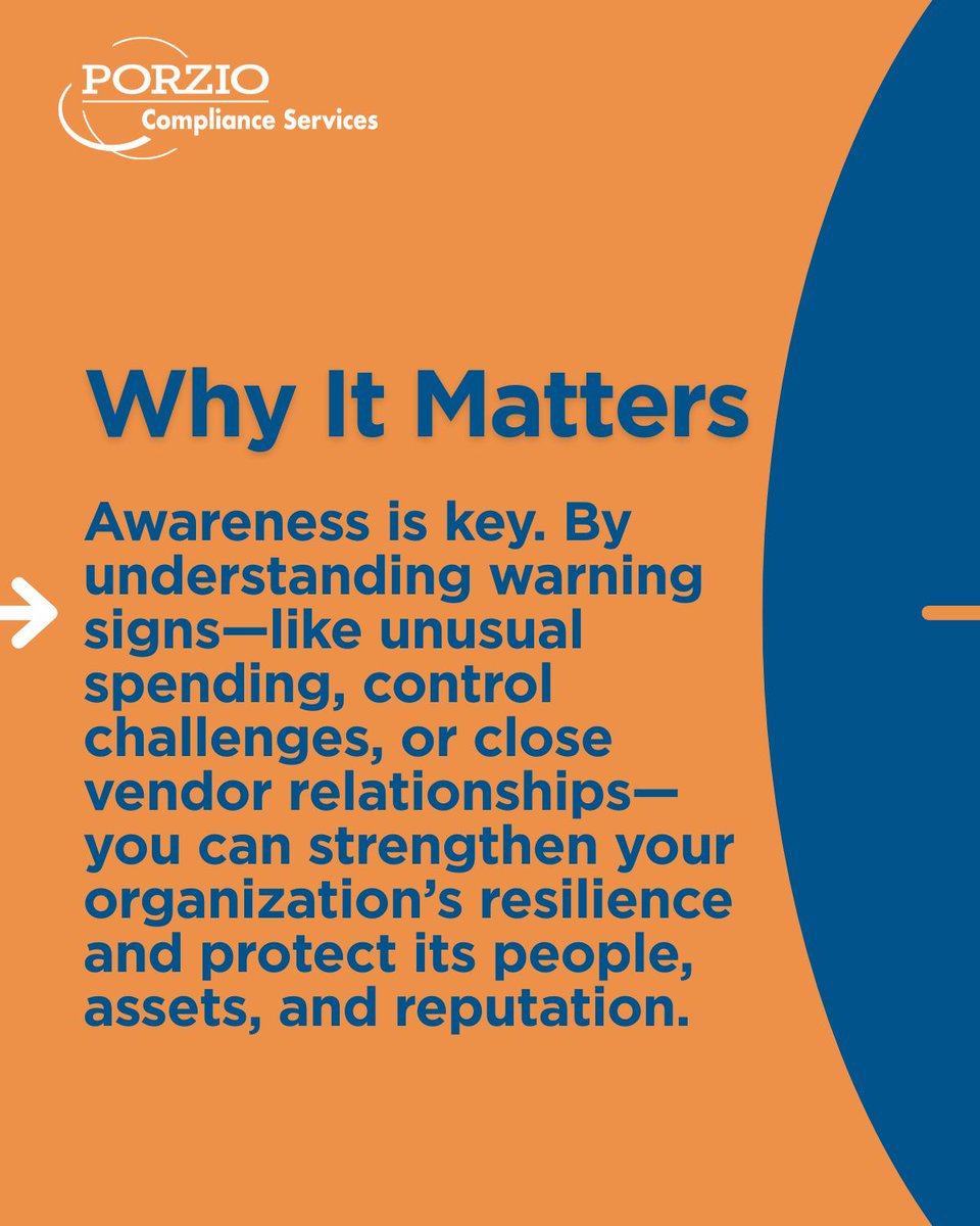 PorzioCS's tweet image. Protect yourself and your organization by spotting fraud warning signs. 84% of fraudsters show at least one red flag, including financial stress or control issues. Learn practical ways to strengthen prevention and detection: bit.ly/4jKEPyQ

#FraudPrevention #Compliance