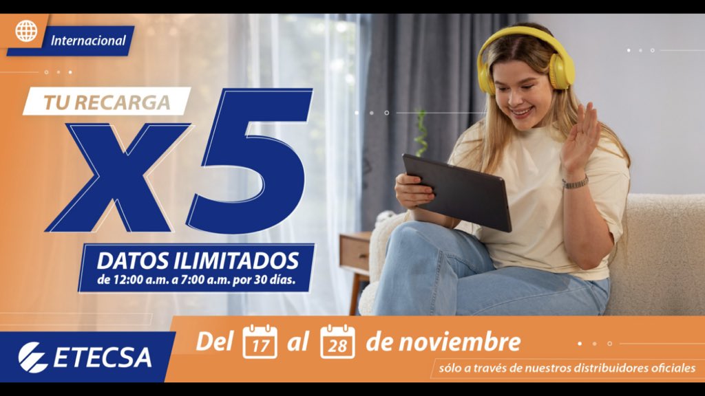 ✨ ¡Comenzó la recarga!  ¡Quintuplicamos tu recarga + datos ilimitados todas las noches por 30 días.#RecargaInternacional