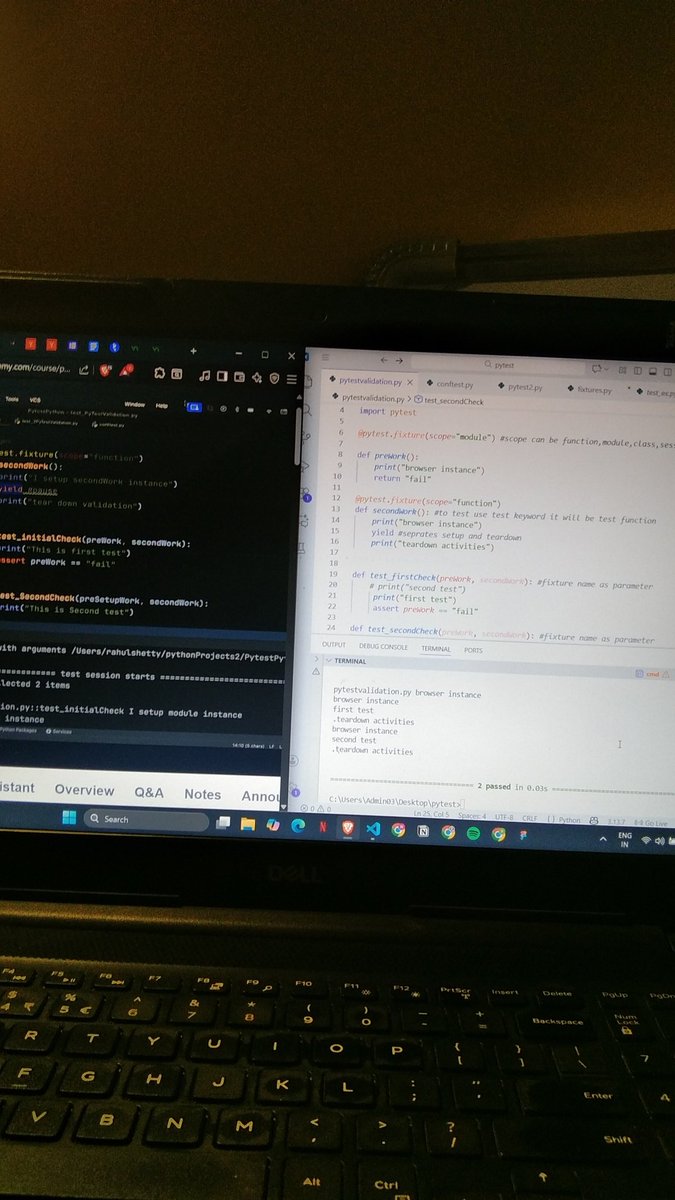 nupoor_k16's tweet image. Daily Log 
-&amp;gt; Completed PyTest 
-&amp;gt; Practiced it
-&amp;gt; went through some Manual concepts
