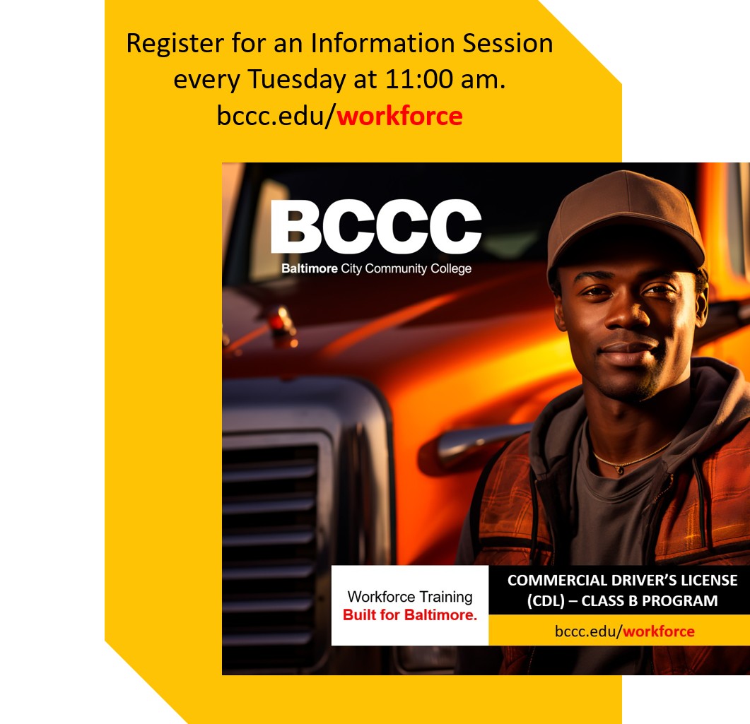 my_bccc's tweet image. Register for a BCCC Workforce Training Information Session any Tuesday at 11:00 am and learn more about our programs, including our Commercial Driver&apos;s License (CDL) - Class B Program. Register at bccc.edu/workforce. #BCCC #WorkforceTraining #CommercialDrivers #CDLTraining