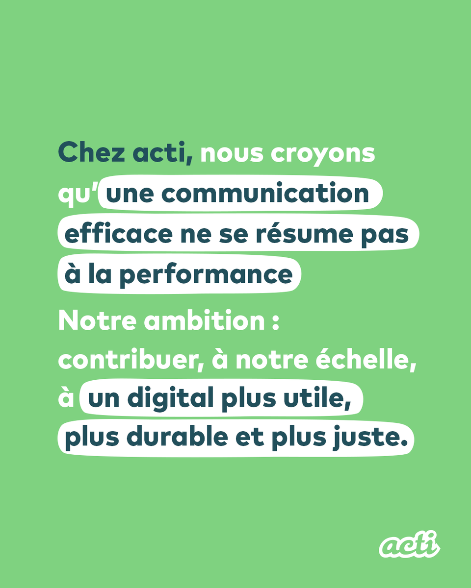 🌿 Chez acti, nous croyons qu’innovation, créativité et RSE peuvent avancer ensemble.

Nous accompagnons les marques qui veulent concilier performance et responsabilité, pour un digital plus utile et plus durable.
