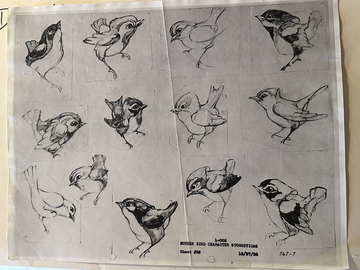 Something extremely under appreciated are all the various model suggestion sheets, especially of animals for early Disney animated films.

Here’s a gorgeous original I have of a mother bird from Snow White.