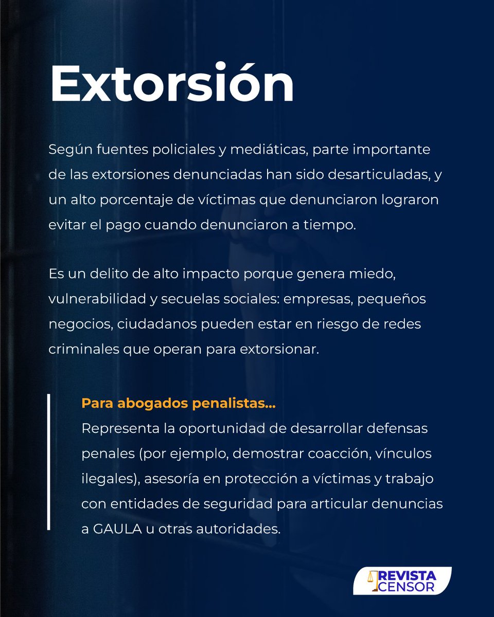 revistacensor's tweet image. Homicidio, hurto y extorsión no solo llenan titulares: marcan la agenda judicial del país y exigen una mirada jurídica más profunda.

👉 Descubre cómo operan, por qué son tan frecuentes y qué retos plantean para abogados, víctimas y el sistema penal
#DerechoPenal…