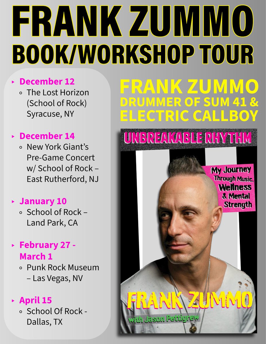 Book / Workshop Tour! More dates coming soon… <a href="/SchoolofRockUSA/">School of Rock</a> <a href="/modern_drummer/">Modern Drummer</a>