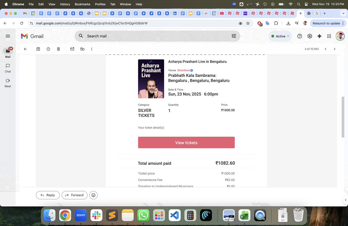 sajankedia's tweet photo. booked ticket for 23 Nov. now its showing as 28 Nov in event page.
if event has rescheduled to 28 nov from 23 nov, why there was no info given to me.
please refund full amount asap. @bookmyshow #bookmyshow @bookmyshow https://t.co/8wZh7PVw5V
