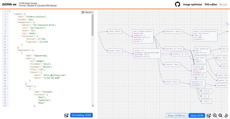 لو أنت مبرمج،
الأداة هذه بتكون كنز بالنسبه لك ببساطة، مهما كان الـ JSON معقد، بتحوله لك إلى خريطة ذهنية منظمة وسهلة الفهم في ثواني! 

وكمان تقدر تحفظ الخريطة كصورة وتشاركها مع فريقك أو تحتفظ بها للمراجعة 👌 

رابط الموقع : 
jsontr.ee

#برمجة #مبرمج
#Json