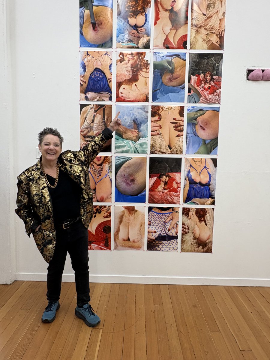 Look what we made!! It's really a beautiful piece. Called Bazoombas in Love at Madonna Inn. Cocreated w/ artist SamanthaNye. 71 &amp; still hard workin tits. Note lumpectomy surgery shots to compliance the images.