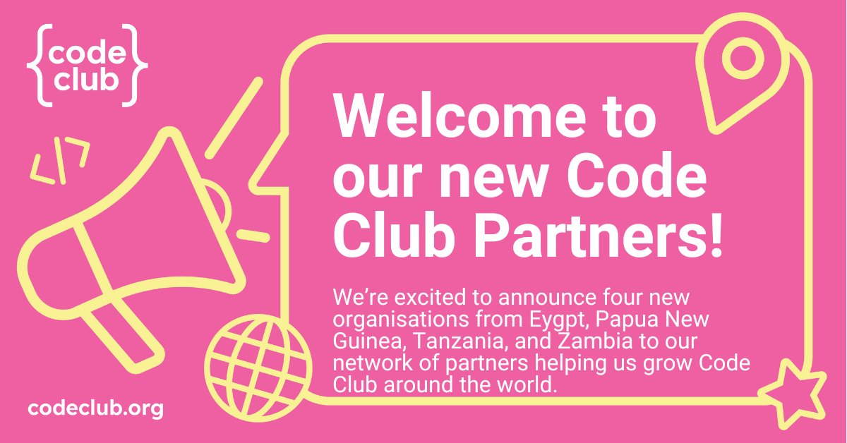 CodeClub's tweet image. Say hello to SuperCoders, Digicel Foundation PNG, Unifamily Organisation and Nexadeal Technologies our newest Code Club partners 👋

Want to find out more? Visit our website codeclub.org/en/partner-wit…