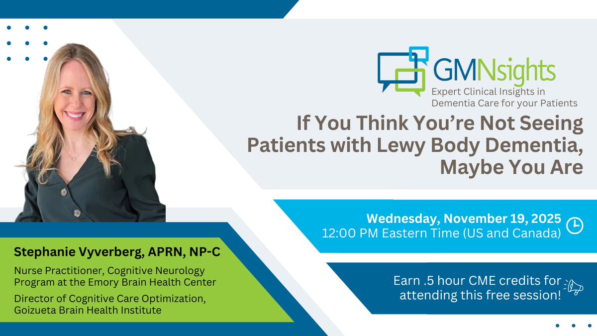 GaMemoryNet's tweet image. Happening now - join us for an important session on Lewy Body Dementia with Stephanie Vyverberg. Discover key clinical features, learn to identify overlapping syndromes, and gain practical tips for managing symptoms. #LewyBodyDementia
zoom.us/webinar/regist…