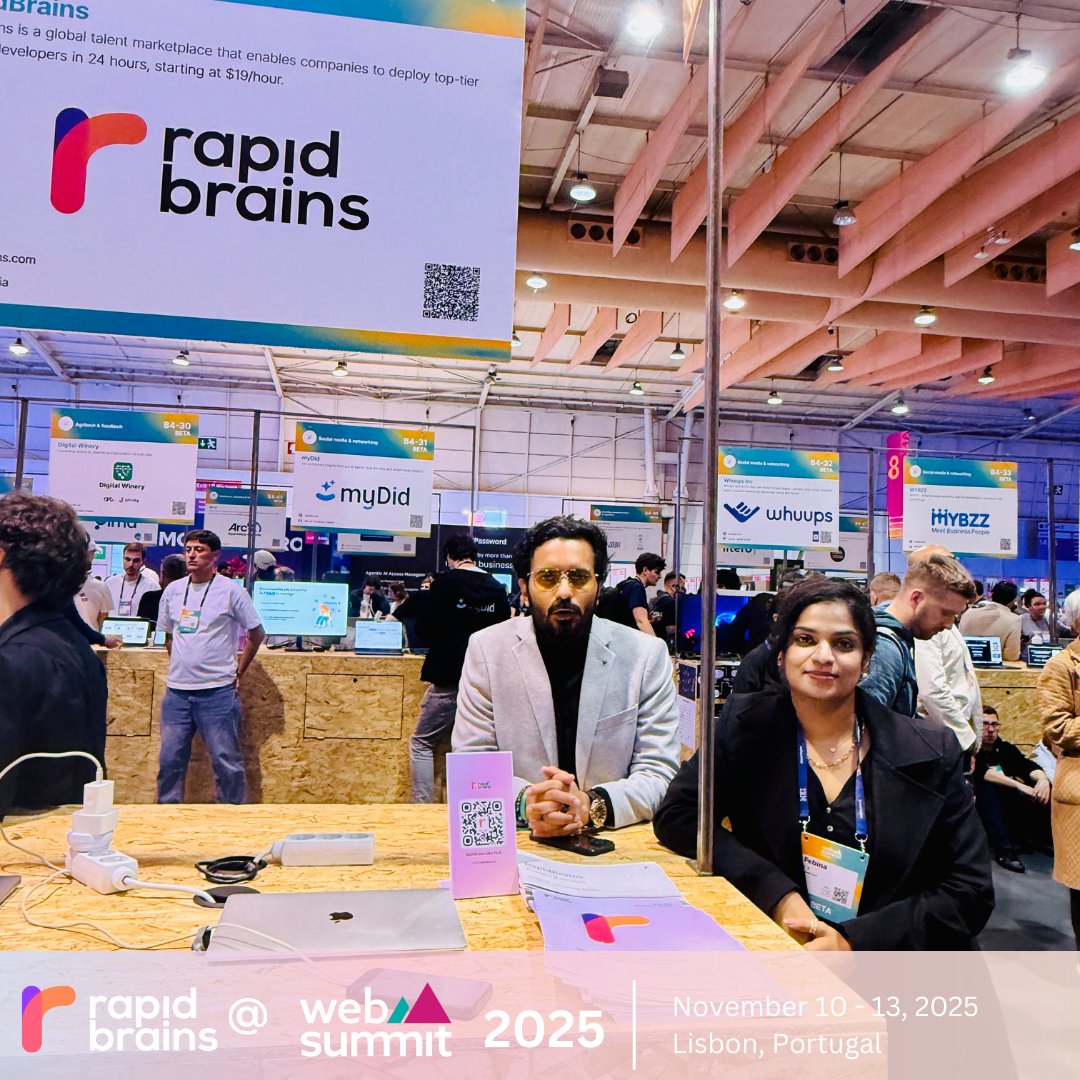 rapidbrains's tweet image. RapidBrains exhibited at Web Summit 2025 in Lisbon!

A buzzing booth, strong conversations, and our Startup Showcase presence made this an unforgettable week.

Every moment reinforced our belief that the future of innovation is truly borderless.

#WebSummit2025 #RapidBrains