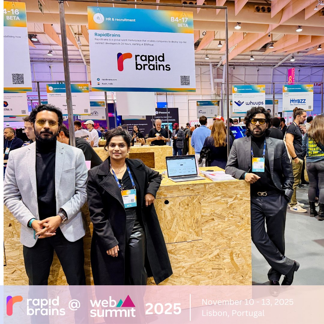 rapidbrains's tweet image. RapidBrains exhibited at Web Summit 2025 in Lisbon!

A buzzing booth, strong conversations, and our Startup Showcase presence made this an unforgettable week.

Every moment reinforced our belief that the future of innovation is truly borderless.

#WebSummit2025 #RapidBrains