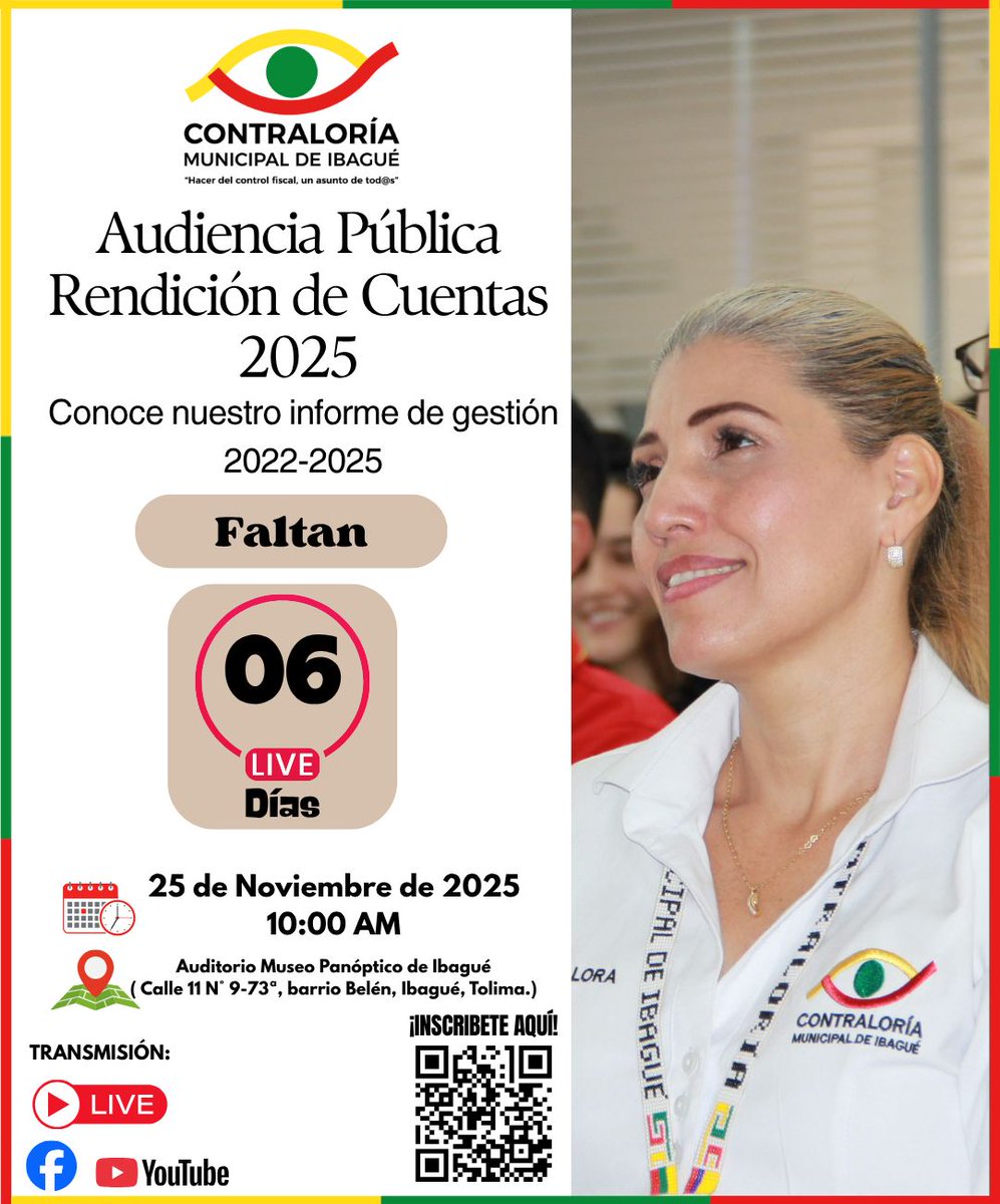 ¡Solo faltan 6 días! 📷📷
Acompáñanos y conoce cómo logramos desde el 2022 Hacer del Control Fiscal, un asunto de tod@s 📷📷