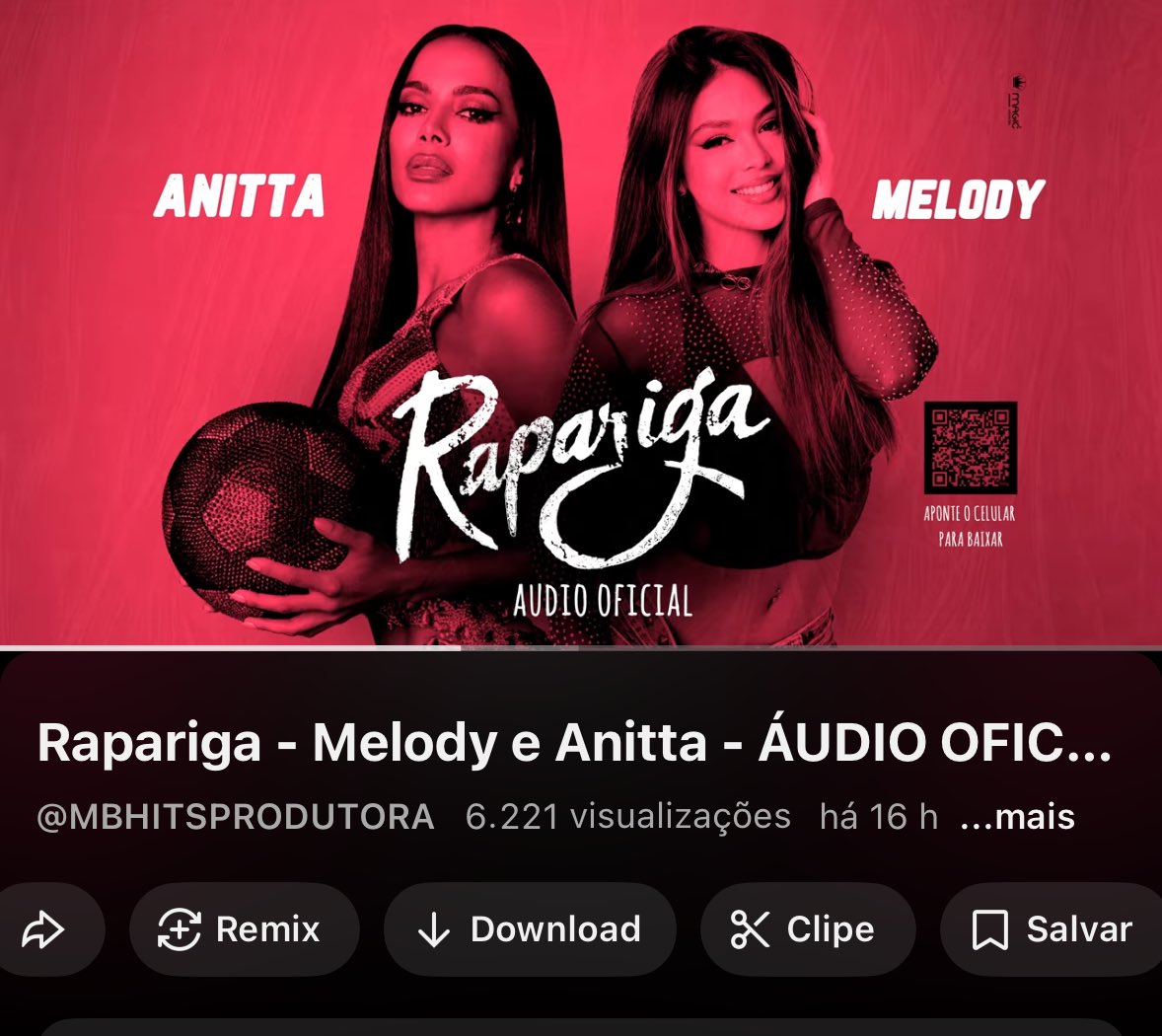🚨 BR EMERGENCY: Produtora de Melody divulgou o áudio OFICIAL de “Rapariga”, música em parceria com Anitta.